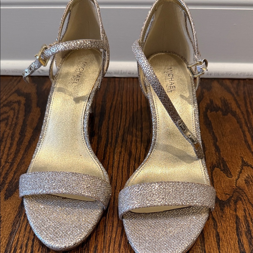 Michael Kors Sparkling Silver Ankle Strap Heels - image 2